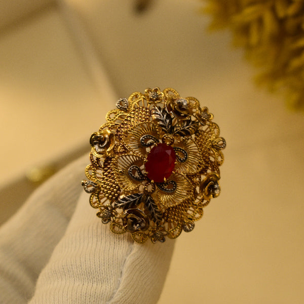Glamorous Unique Design 24K Gold Plated 5.5 Gram Ring For Girls/Women