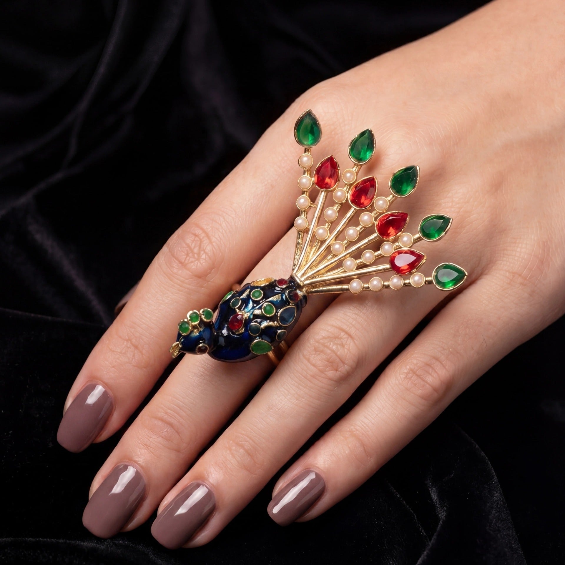 Luminous Peacock Design Gold Plated Crystal Stones Ring For Girls/Women