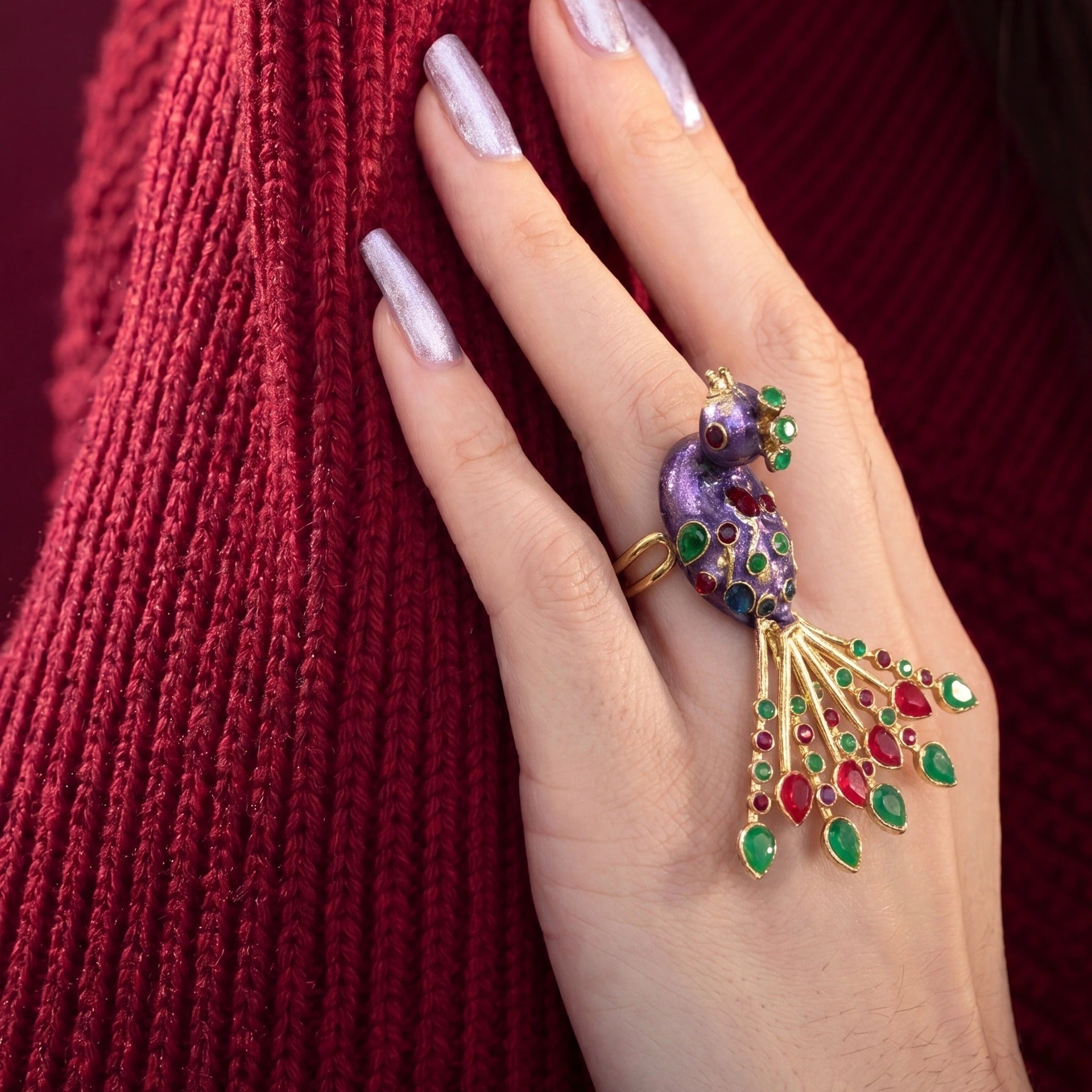 Luminous Peacock Design Gold Plated Crystal Stones Ring For Girls/Women