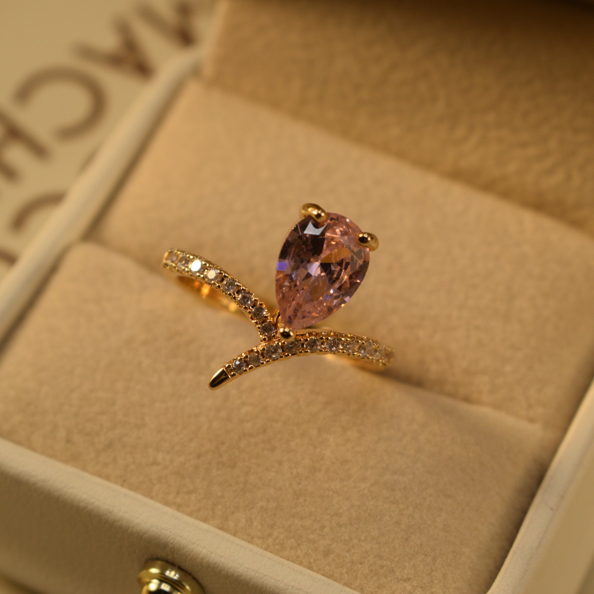 Elegant Design Gold Plated Crystal Stones Ring For Girls/Women