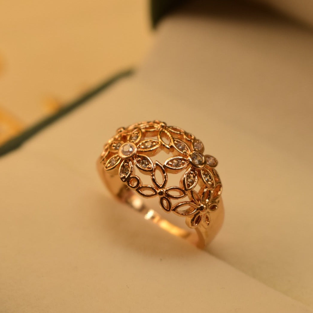 Unique Design Real Stone Gold Plated Ring for Girls/Women