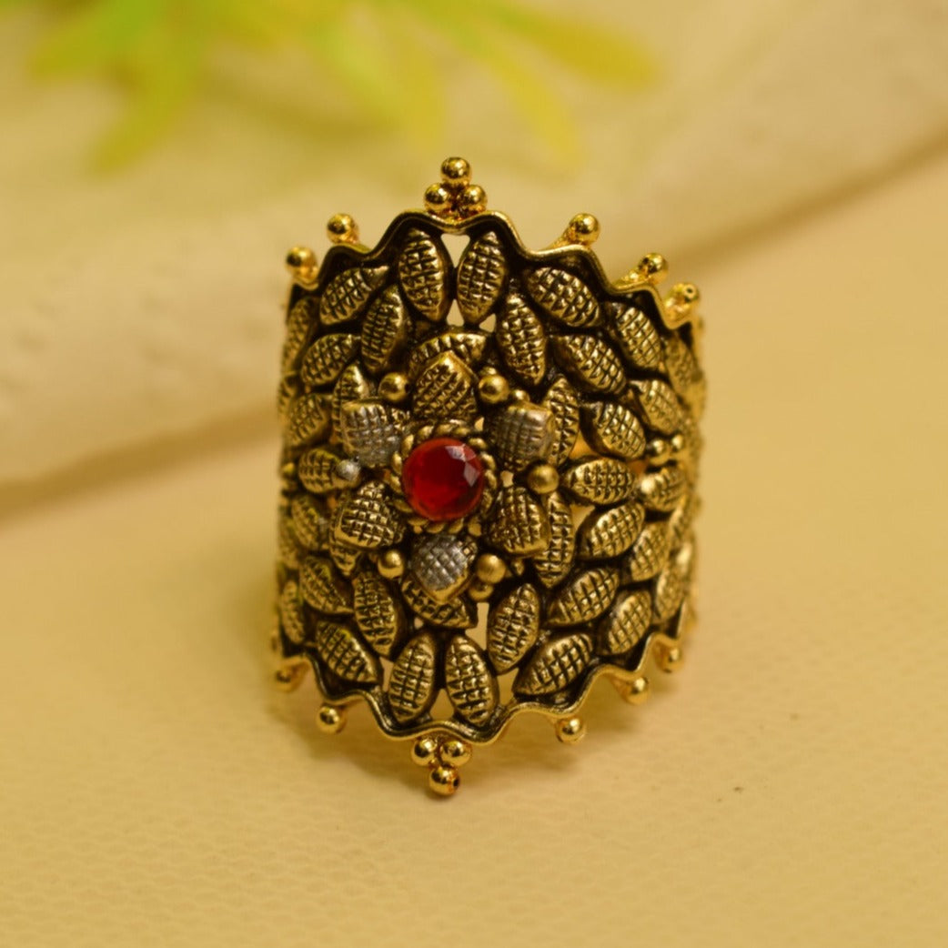 Elegant Design Real Stone Gold Plated Ring for Girls/Women