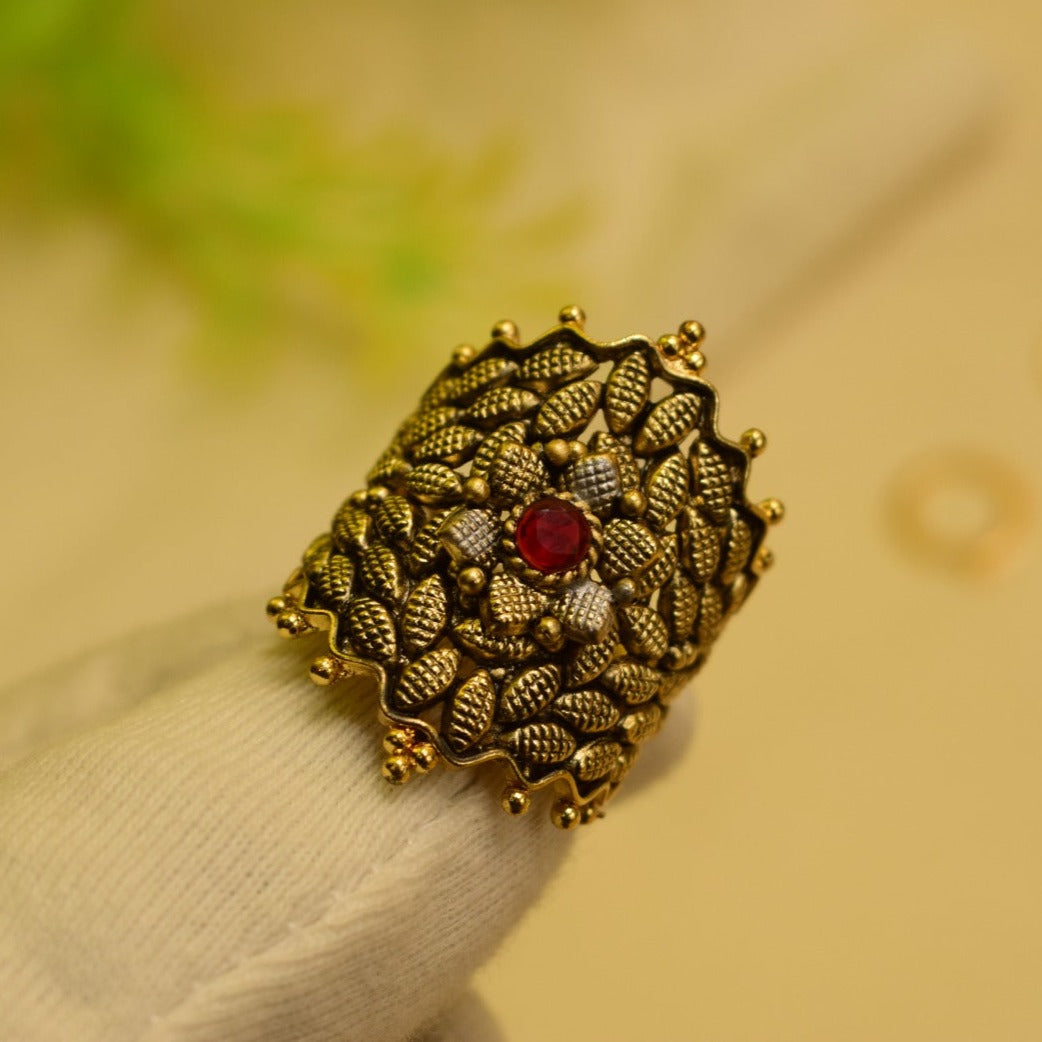 Elegant Design Real Stone Gold Plated Ring for Girls/Women