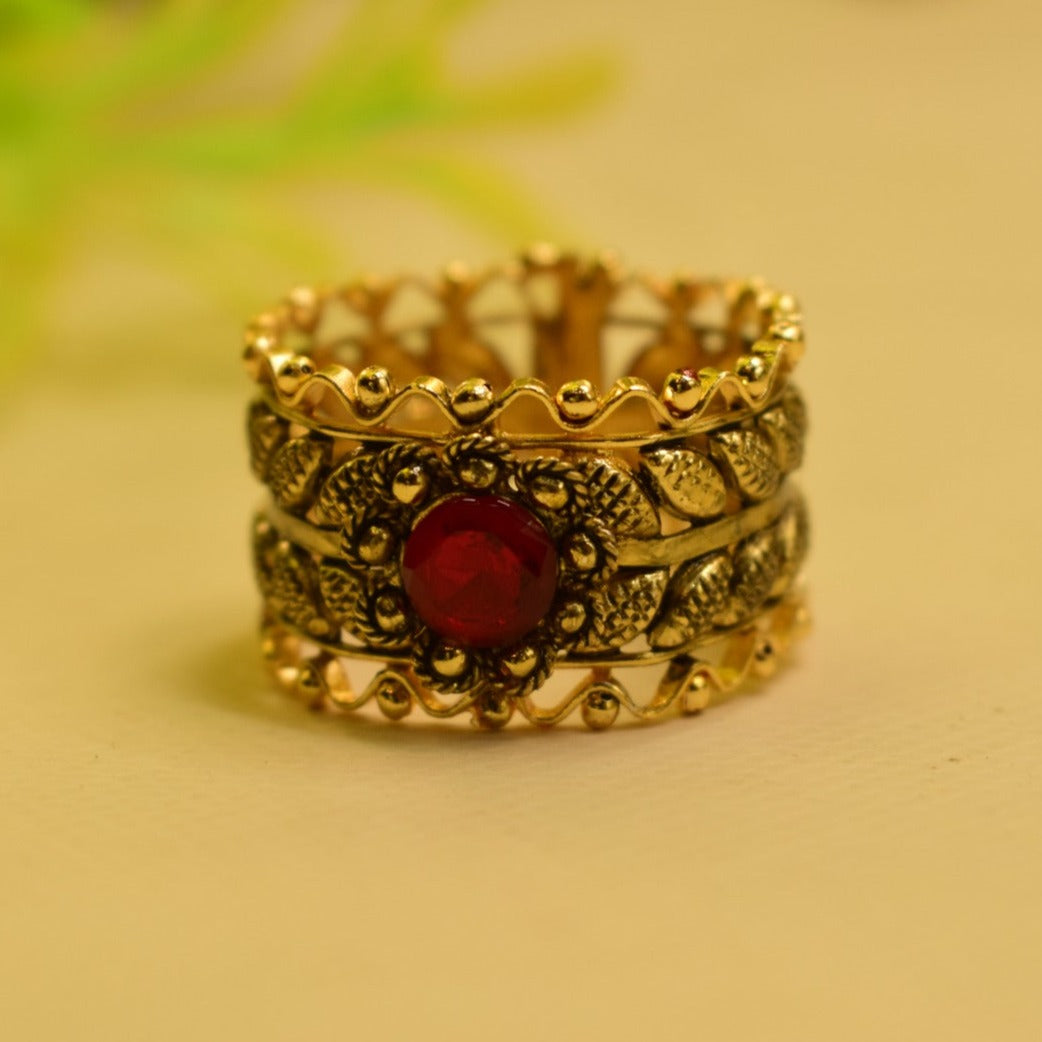 Elegant Design Real Stone Gold Plated Ring for Girls/Women