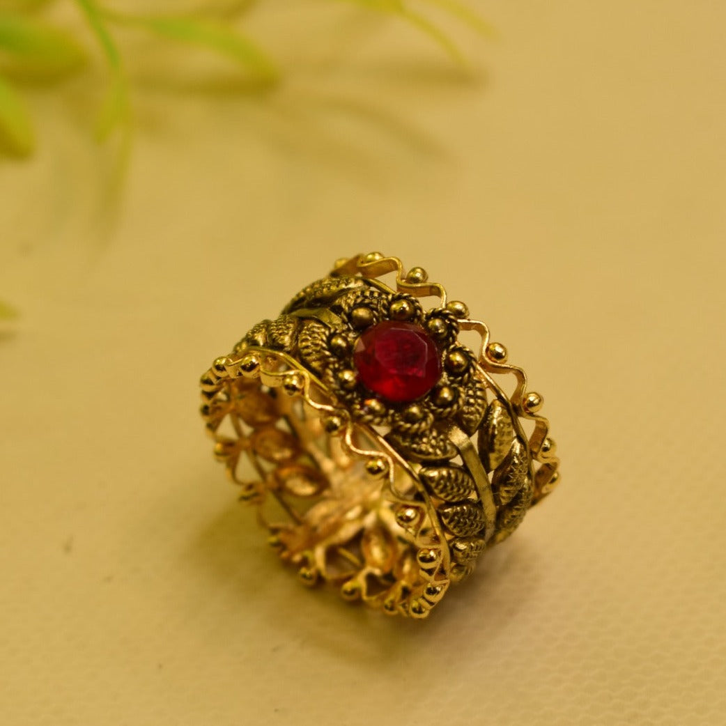 Elegant Design Real Stone Gold Plated Ring for Girls/Women