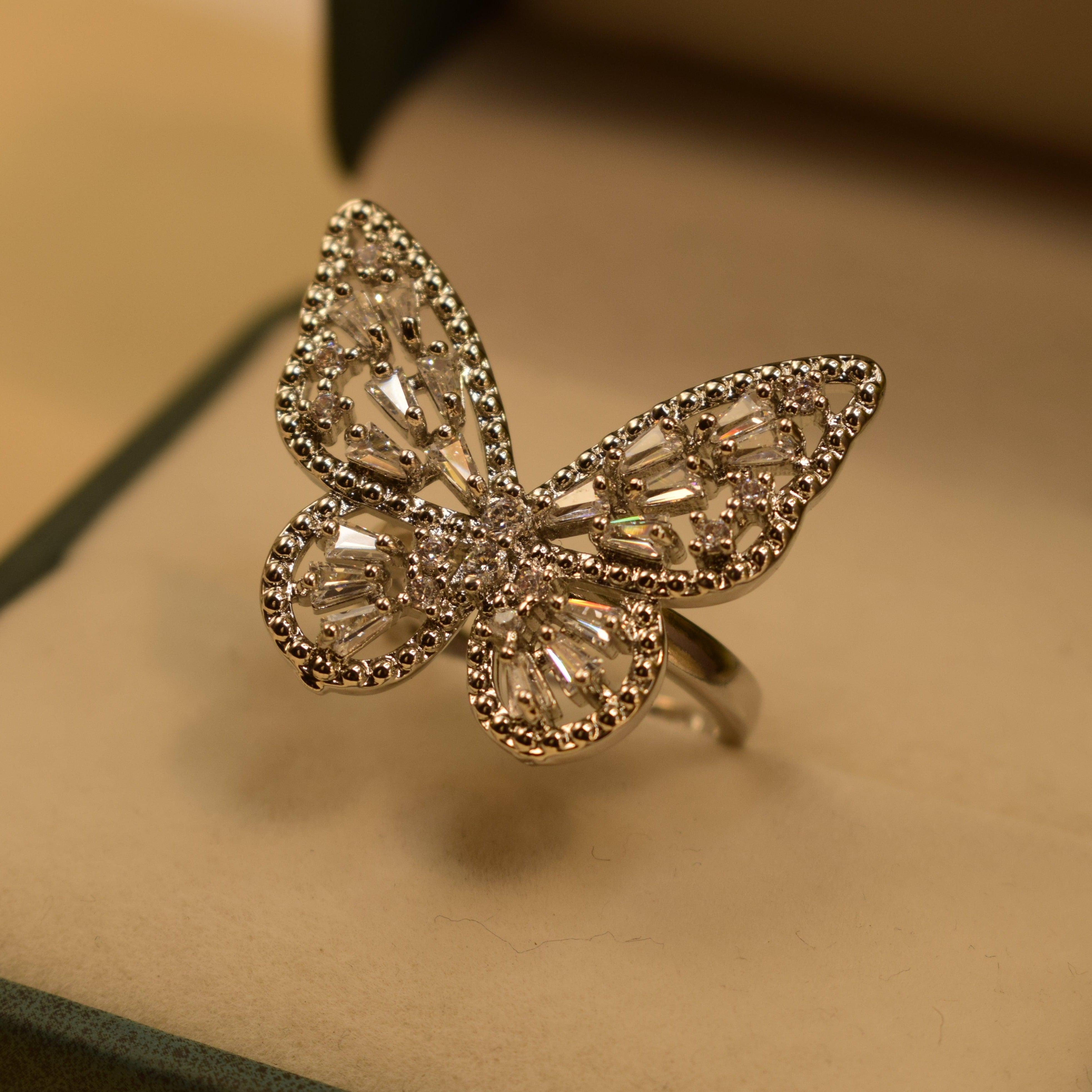 Stylish Butterfly Design Gold Plated Ring for Girls/Women