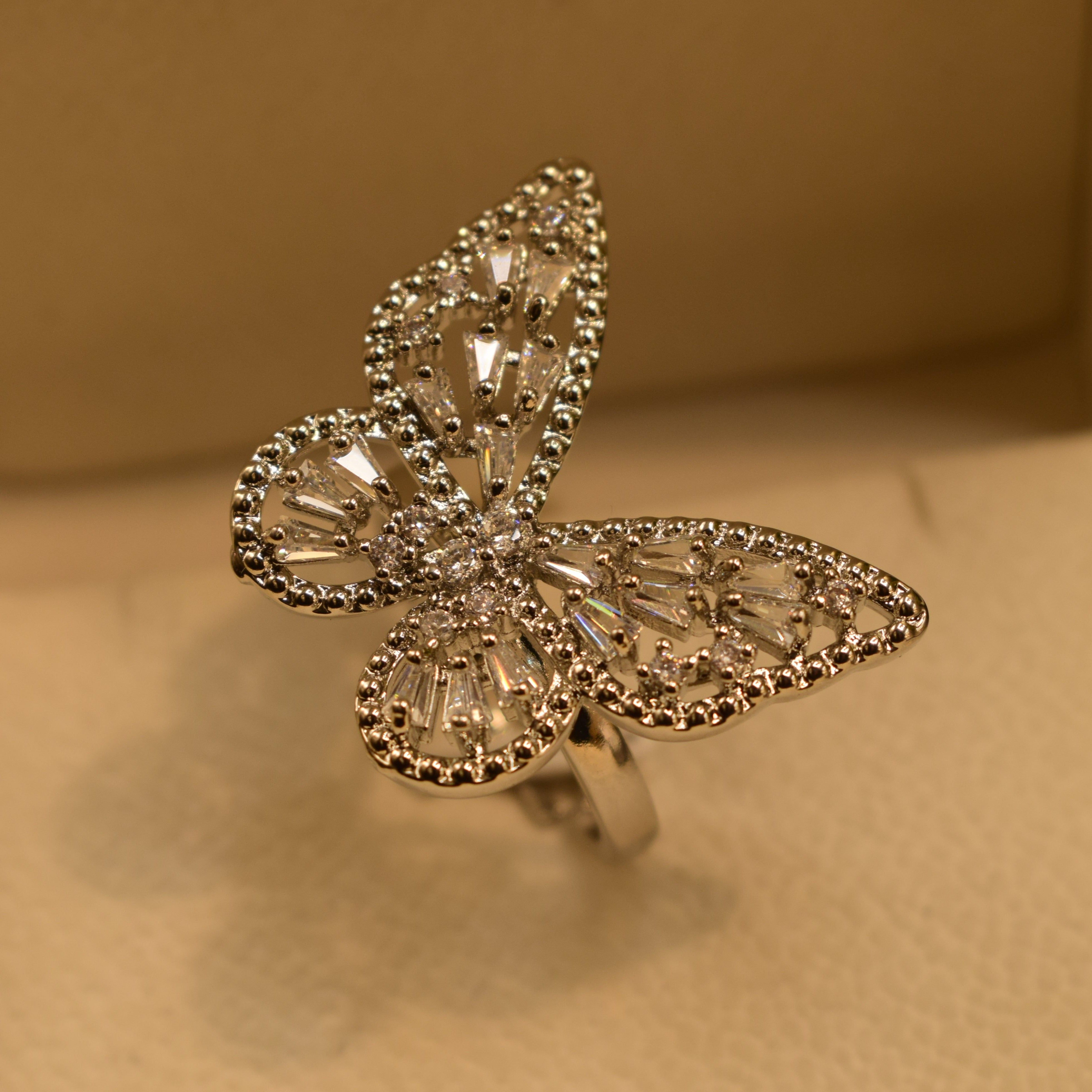 Stylish Butterfly Design Gold Plated Ring for Girls/Women