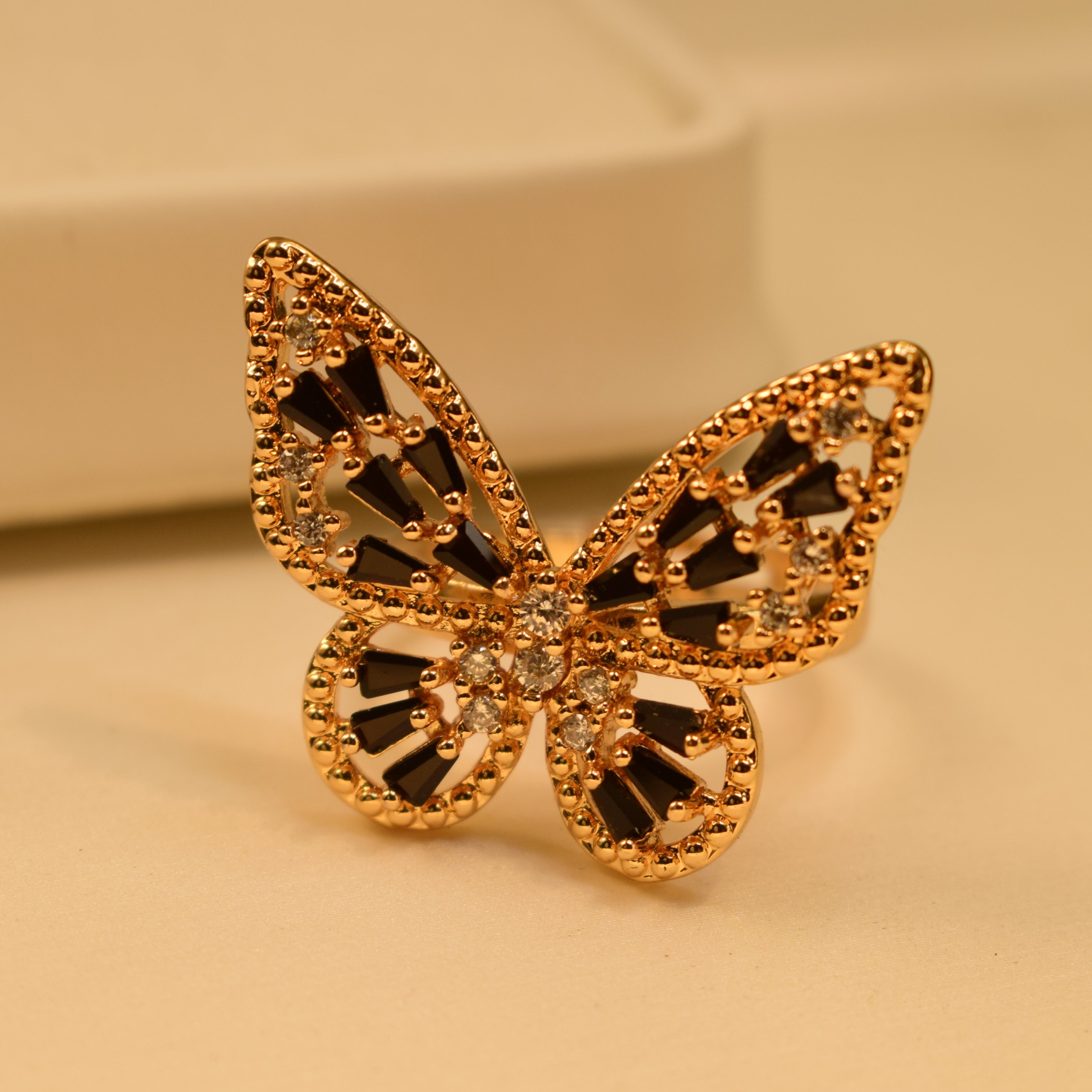 Stylish Butterfly Design Gold Plated Ring for Girls/Women