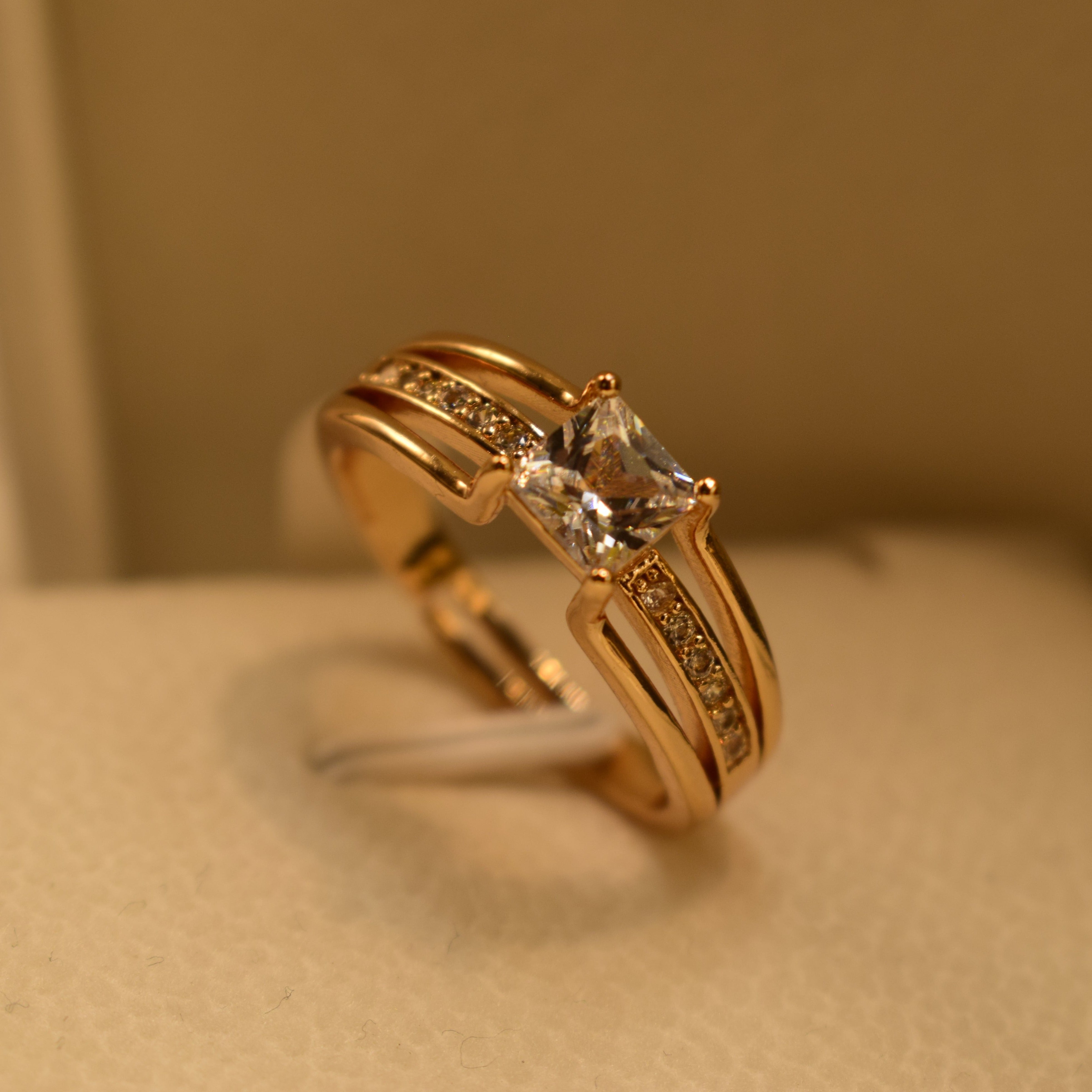 Elegant Real Stone Gold Plated Ring for Girls/Women