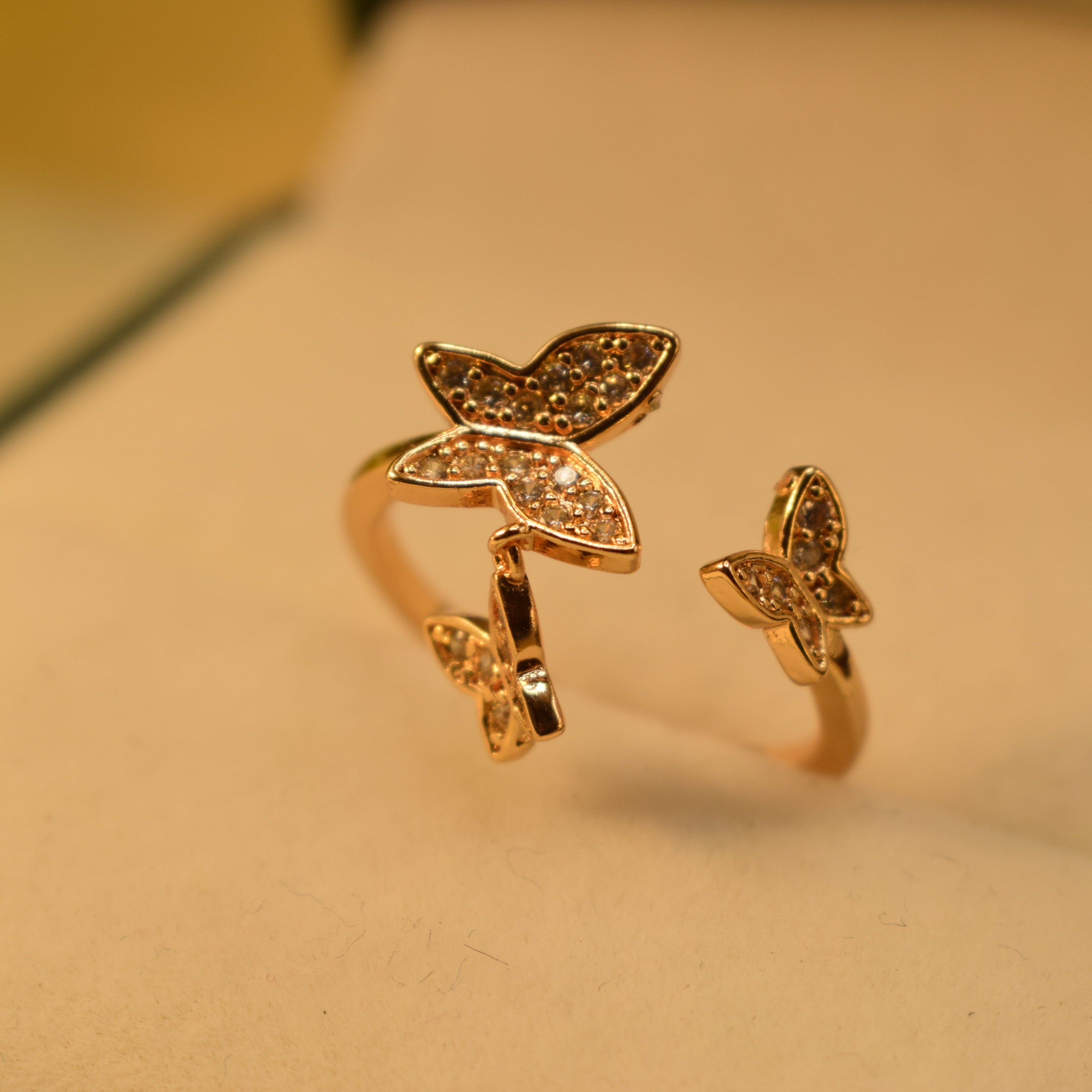 Stylish Butterfly Design Real Stone Ring for Girls/Women