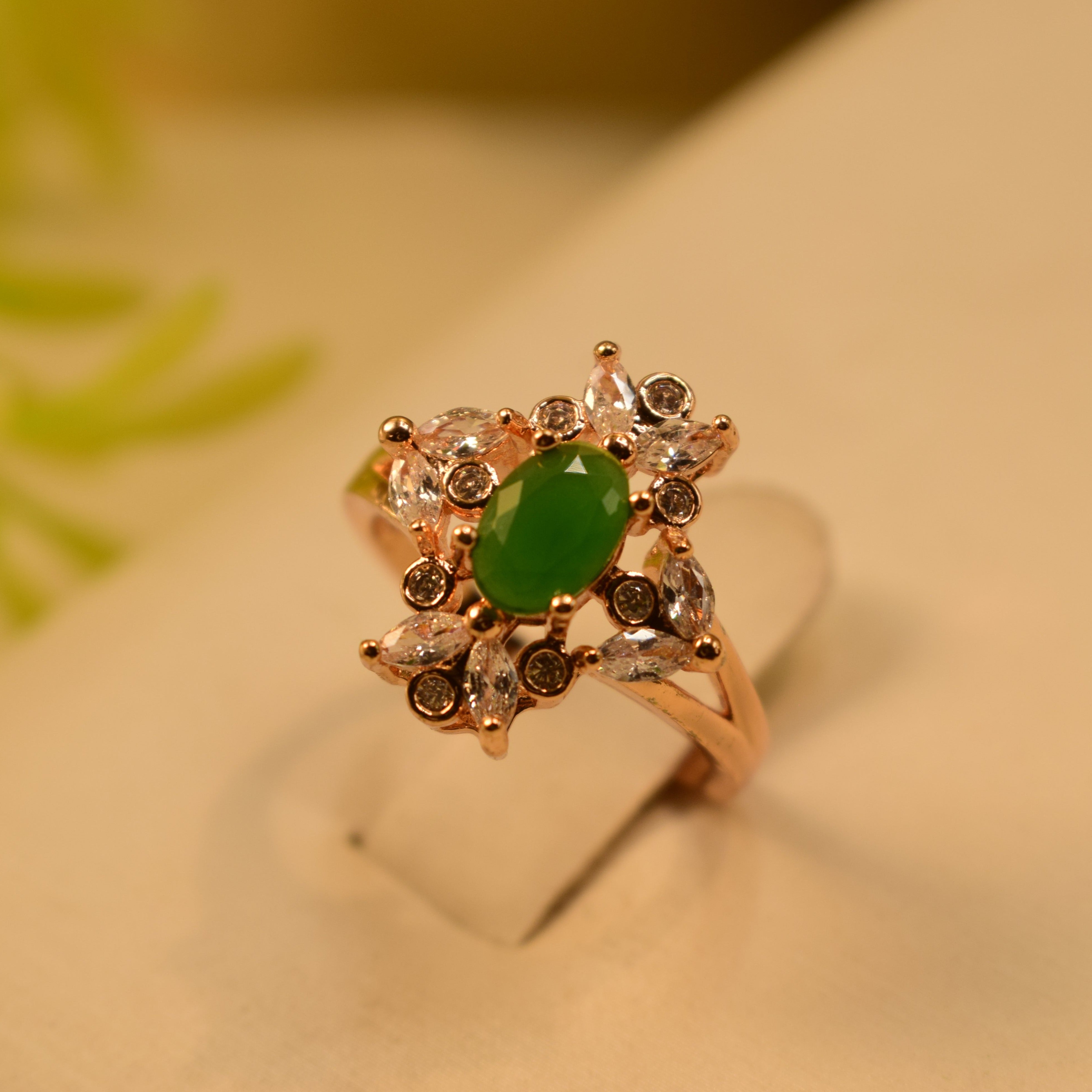 Elegant Real Stone Gold Plated Ring for Girls/Women