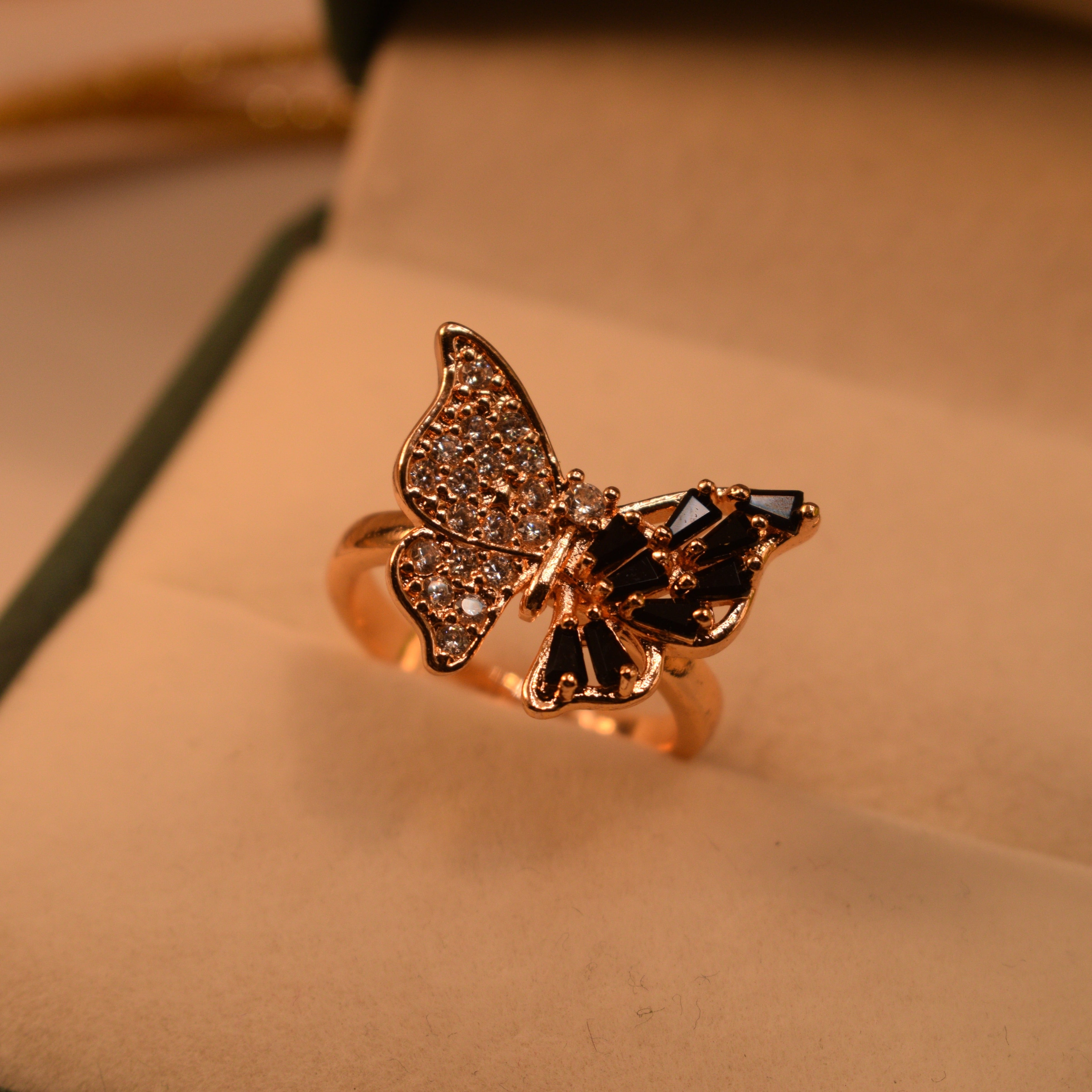 Stylish Butterfly Real Stone Ring for Girls/Women