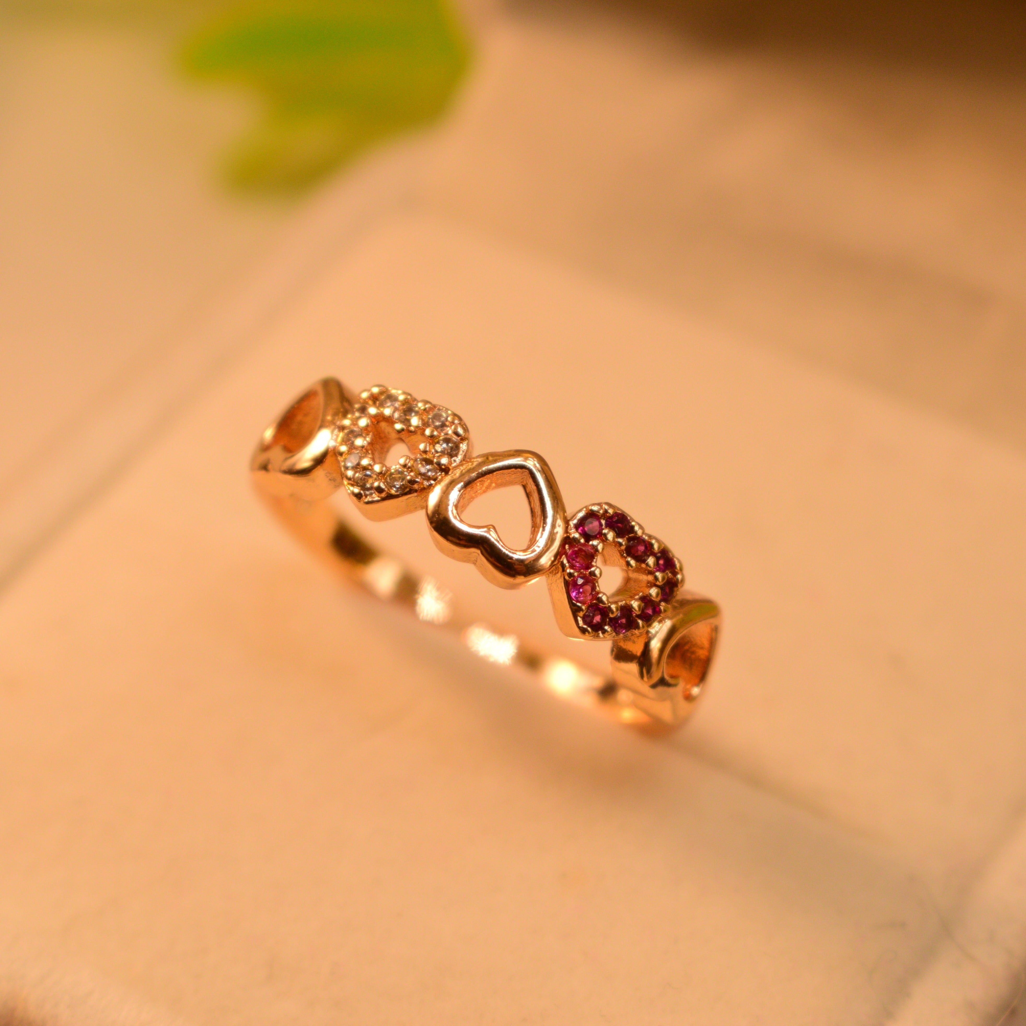 Elegant Heart Shape Real Stones Ring for Girls/Women