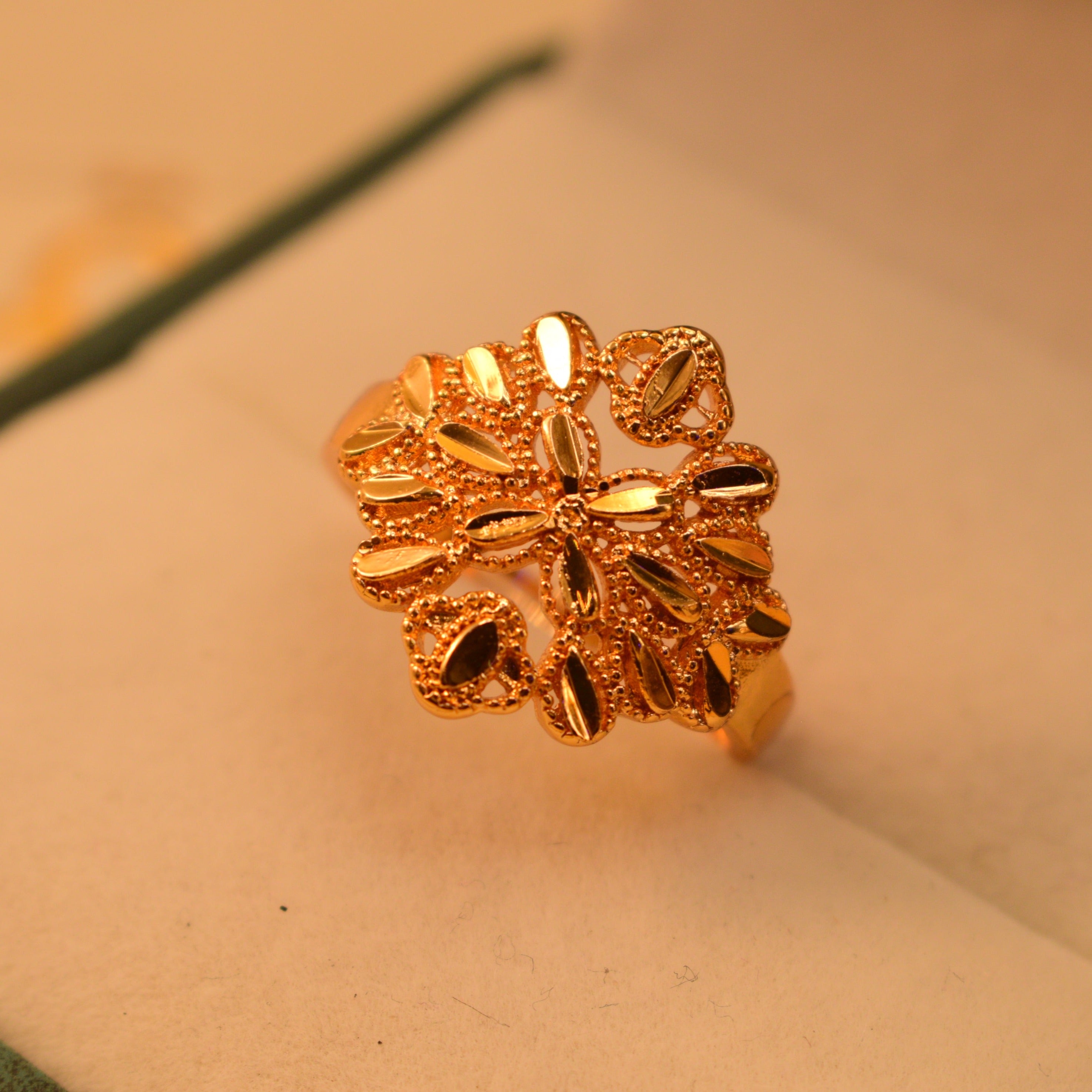 Elegant Gold Plated Leaf Design Ring for Girls/Women