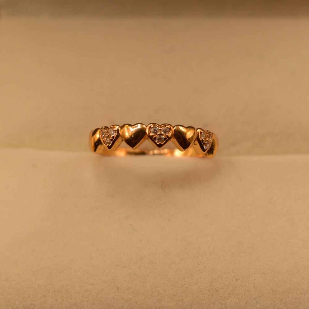 Hearts Design 24K Gold Plated Ring for Girls/Women