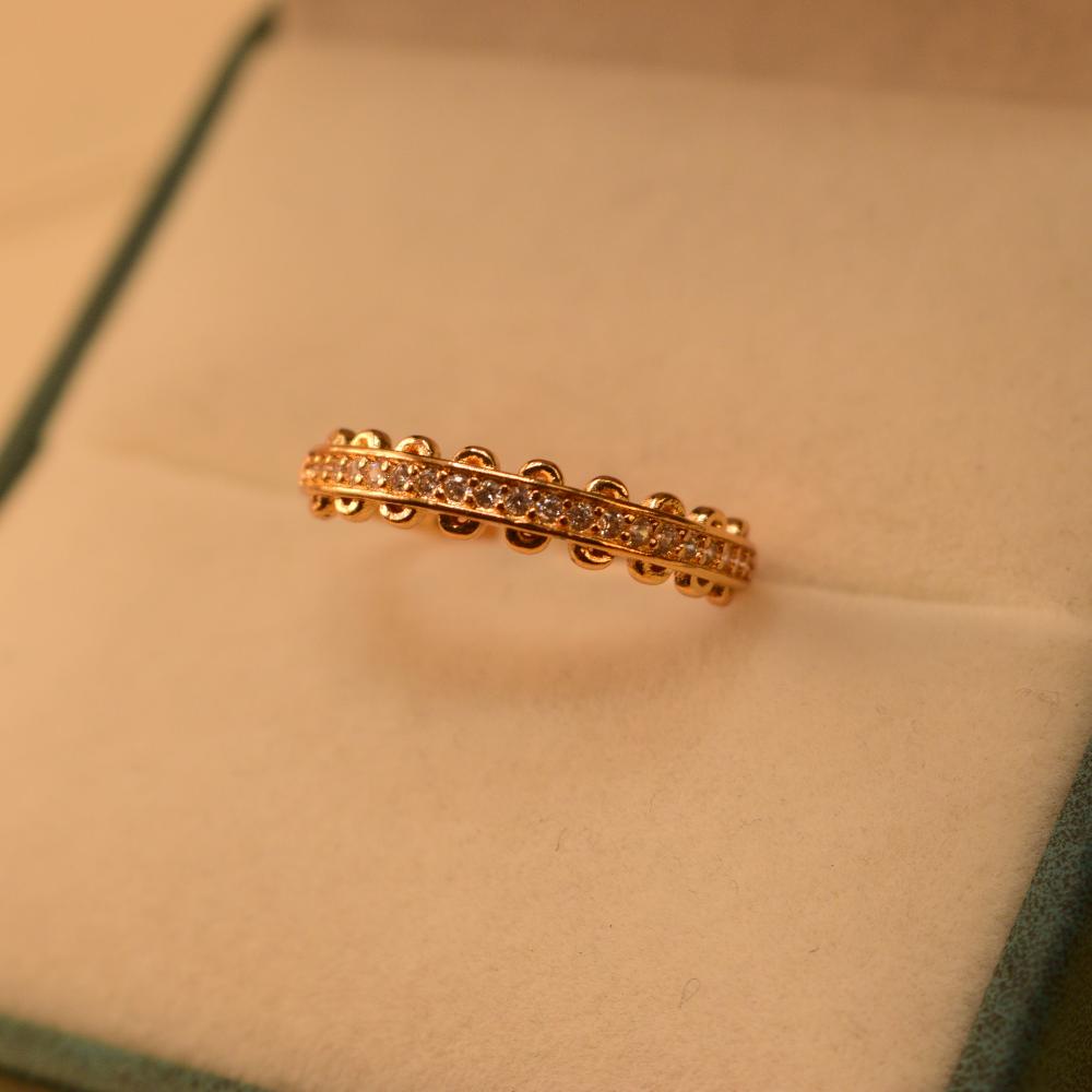 Elegant 24K Gold Plated Crystal Stones Ring for Girls/Women