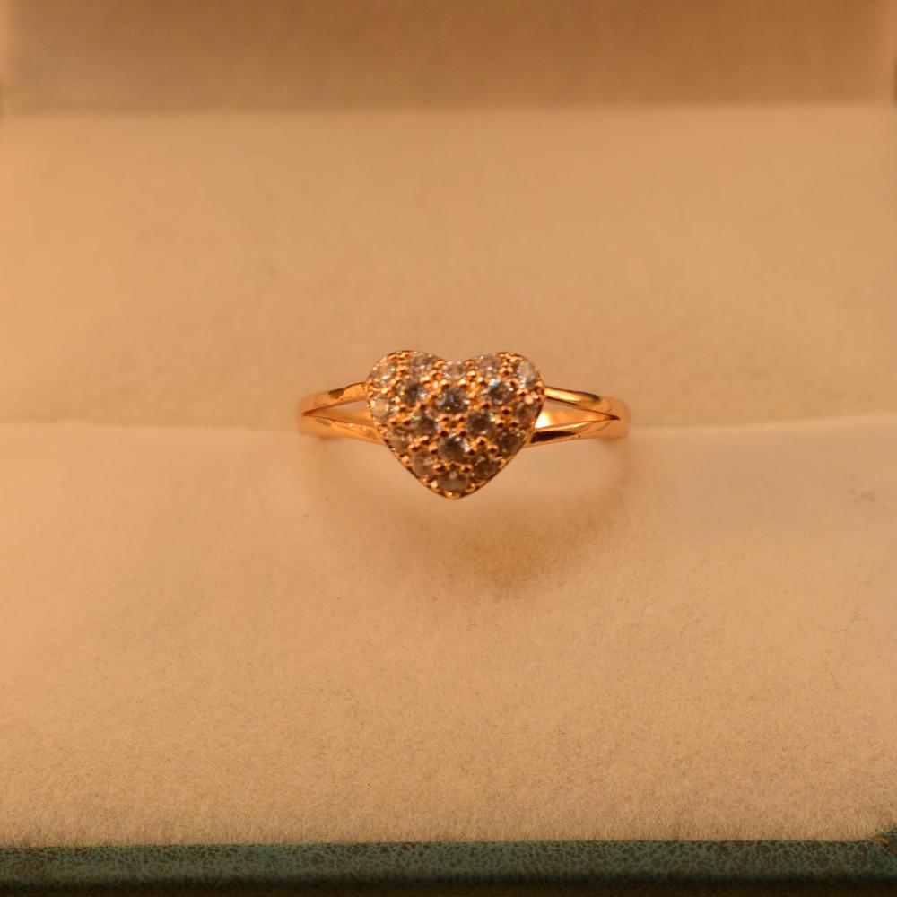 Elegant Heart Design 24K Gold Plated Ring for Girls/Women