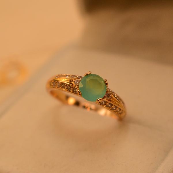 Luminous Gold Plated Big Stone Ring For Girls/Women