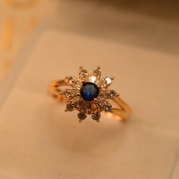 Gorgeous Flower Design Real Stones Ring For Girls/Women