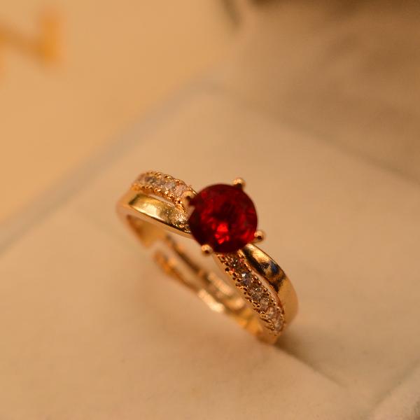 Luminous Gold Plated Real Stones Ring For Girls/Women