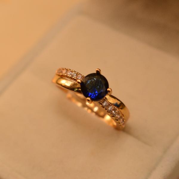 Luminous Gold Plated Real Stones Ring For Girls/Women