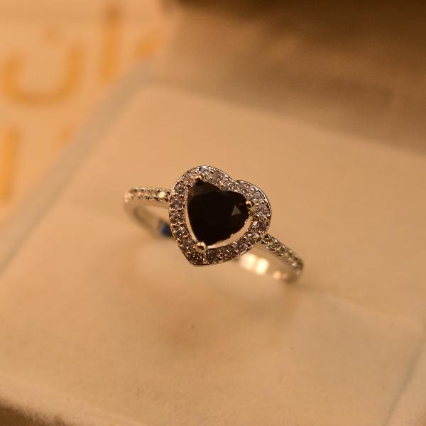 Elegant Heart Design Real Stones Silver Ring For Girls/Women