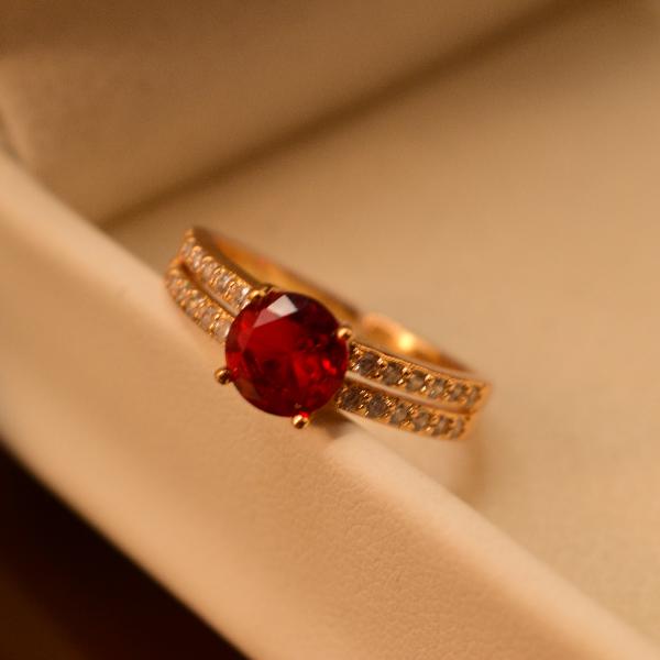 Beautiful Design Real Stone Gold Plated Ring For Girls/Women