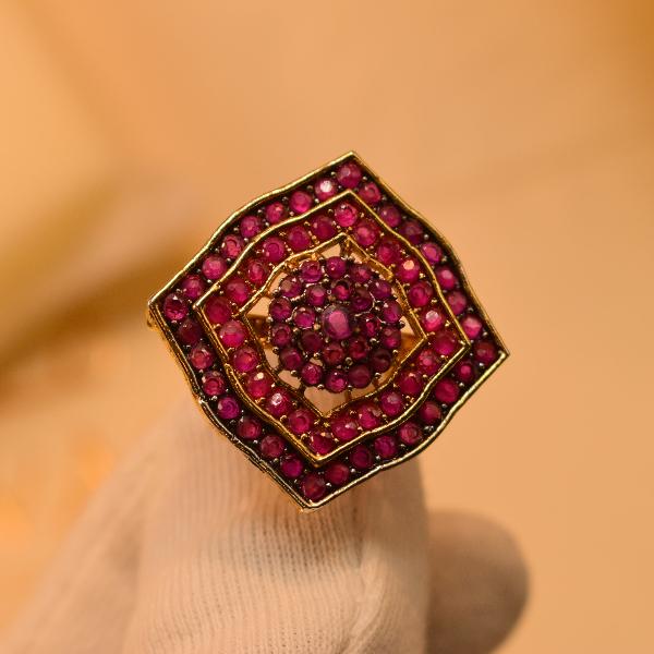 Gorgeous Fancy Design Real Stones Gold Plated Ring For Girls/Women