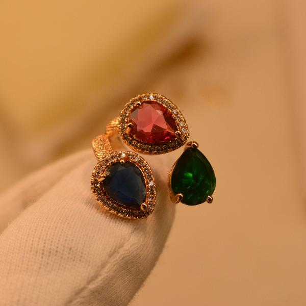 Beautiful Flower Design Multi Stones Ring For Girls/Women