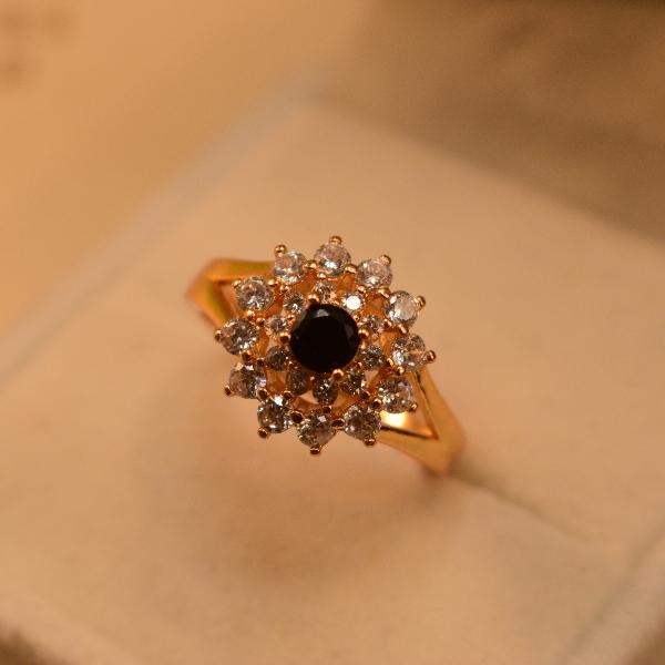 Fancy Unique Design Gold Plated Real Stone Ring For Girls/Women