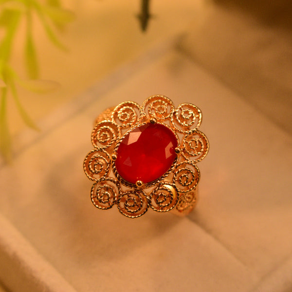 Fancy Unique Design Gold Plated Real Stone Ring For Girls/Women