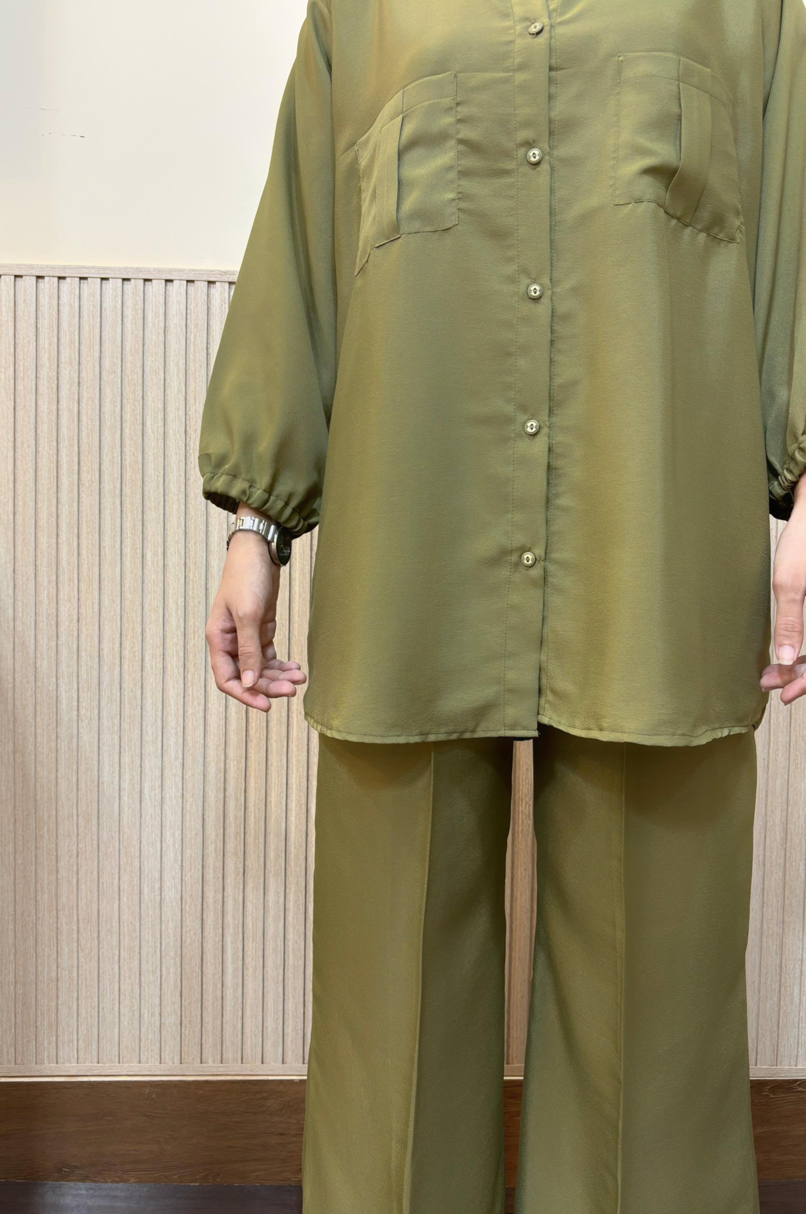 Olive Green Double Pocket Co-ord Set