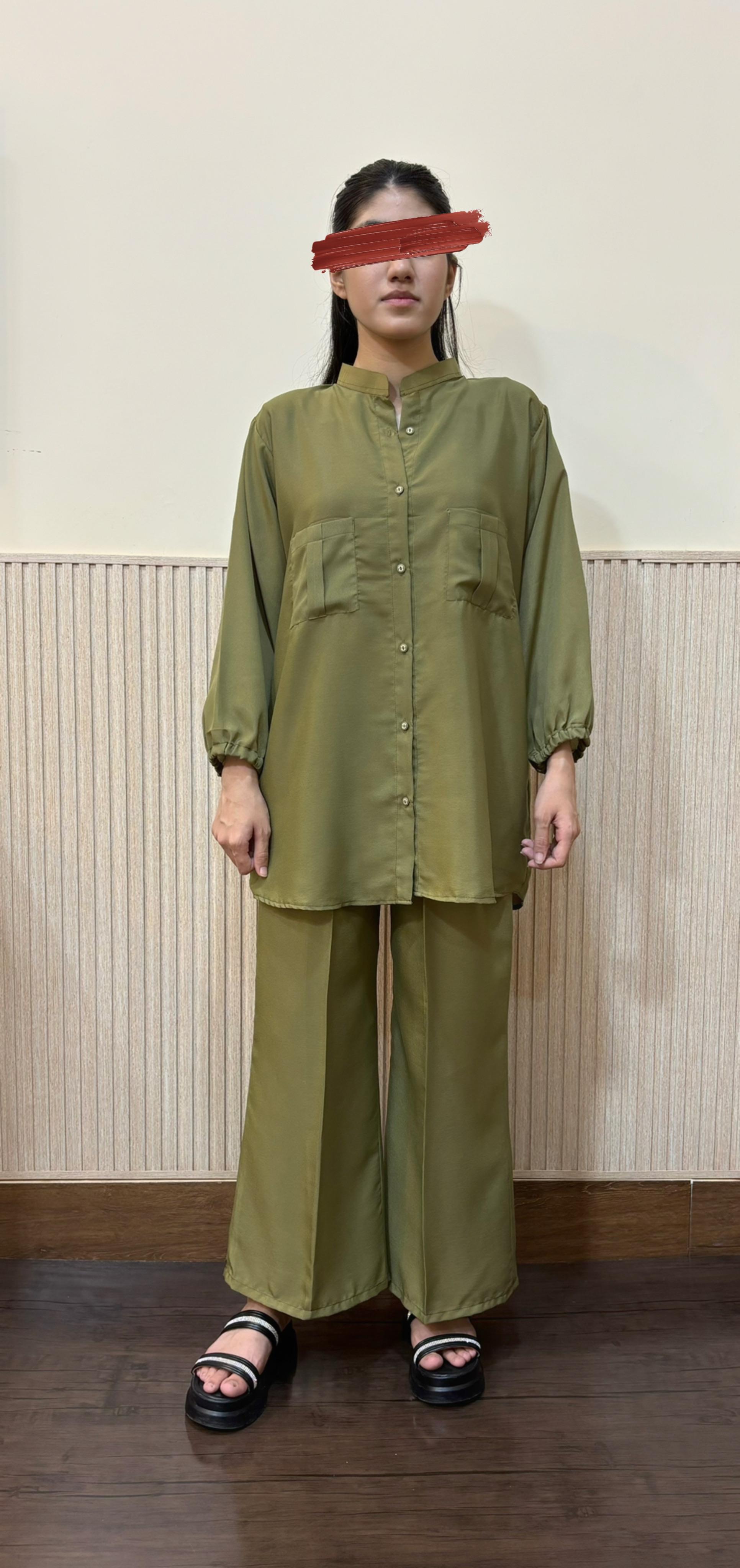 Olive Green Double Pocket Co-ord Set