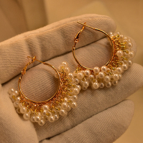 Gorgeous Unique Design Gold Plated Pearl Earrings For Girls/women