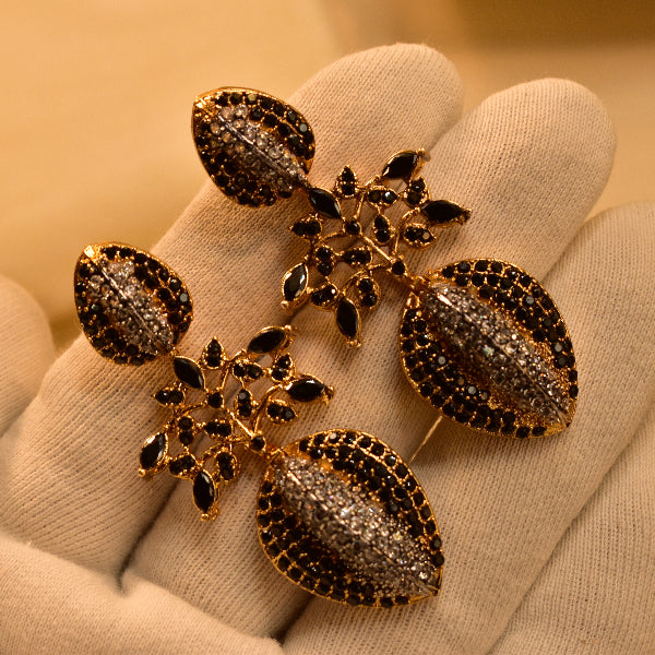 Dazzling Unique Design Gold Plated Real Stones Earrings For Girls/women
