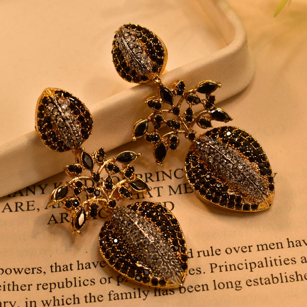 Dazzling Unique Design Gold Plated Real Stones Earrings For Girls/women