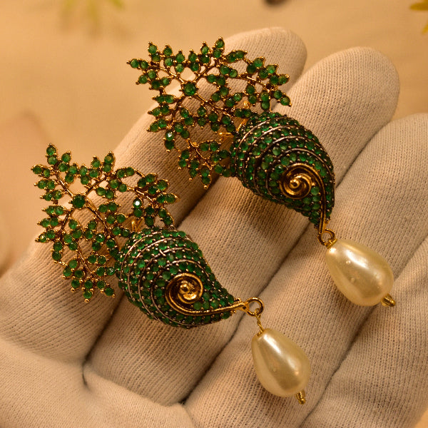 Beautiful Unique Design Gold Plated Real Stones Earrings For Girls/women
