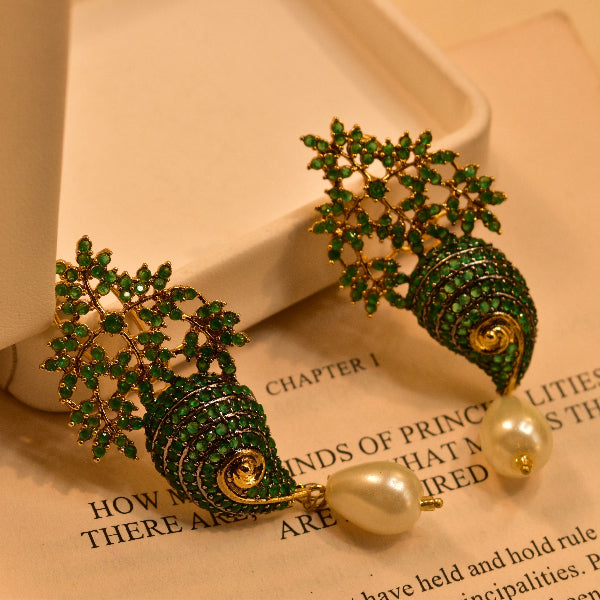 Beautiful Unique Design Gold Plated Real Stones Earrings For Girls/women