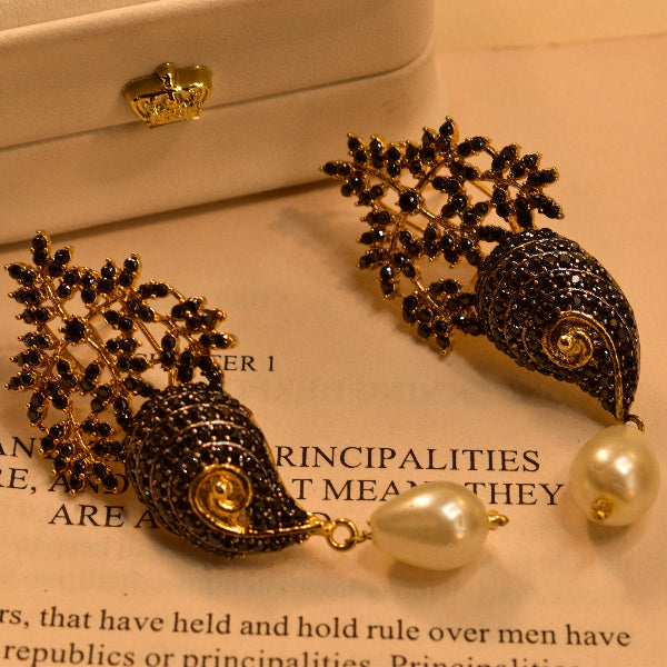 Beautiful Unique Design Gold Plated Real Stones Earrings For Girls/women