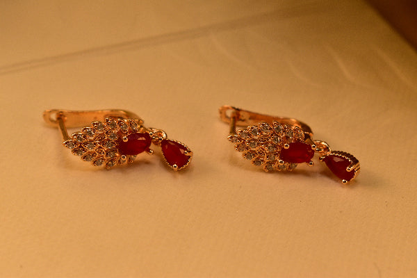Fancy Unique Design Gold Plated Crystal Stones Earrings For Girls/women