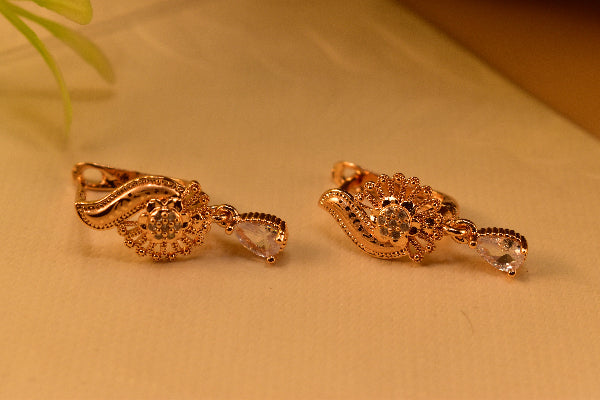 Gorgeous Unique Design Gold Plated Crystal Stones Earrings For Girls/women