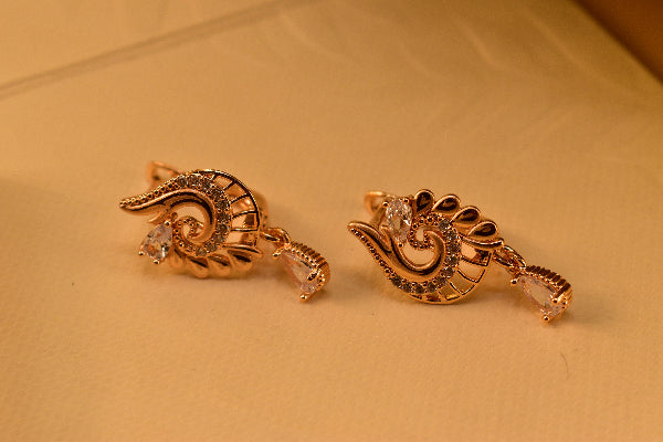 Luxury Unique Design Gold Plated Crystal Stones Earrings For Girls/women