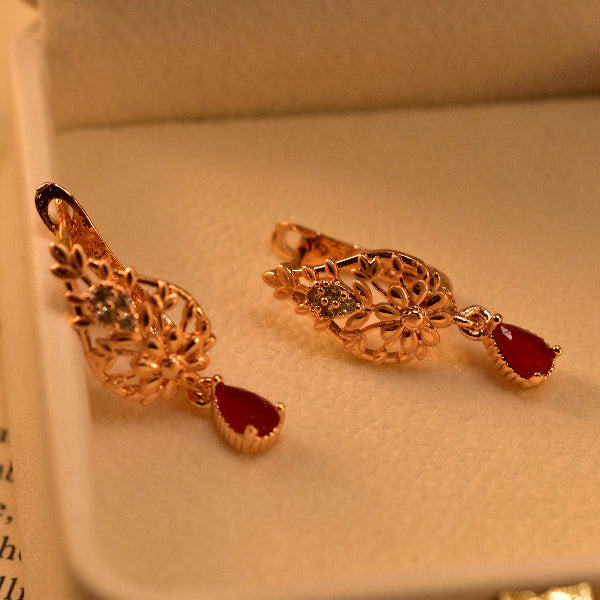 Dazzling Unique Design Gold Plated Crystal Stones Earrings For Girls/women