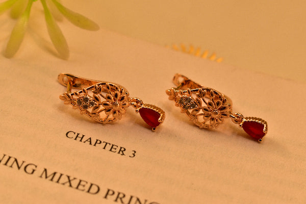Dazzling Unique Design Gold Plated Crystal Stones Earrings For Girls/women