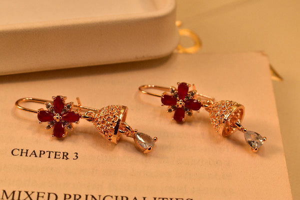 Beautiful Unique Design Gold Plated Crystal Stones Earrings For Girls/women