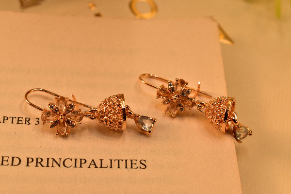 Beautiful Unique Design Gold Plated Crystal Stones Earrings For Girls/women