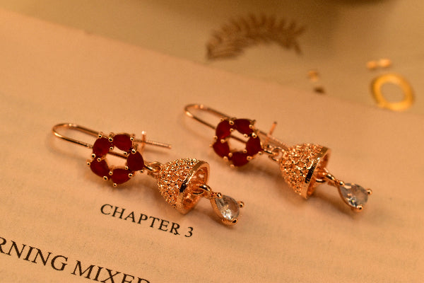 Stylish Unique Design Gold Plated Crystal Stones Earrings For Girls/women