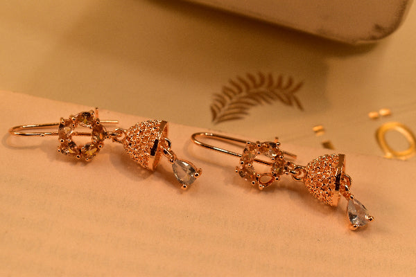Stylish Unique Design Gold Plated Crystal Stones Earrings For Girls/women