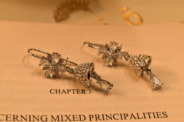 Fancy Unique Design Silver Plated Crystal Stones Earrings For Girls/women