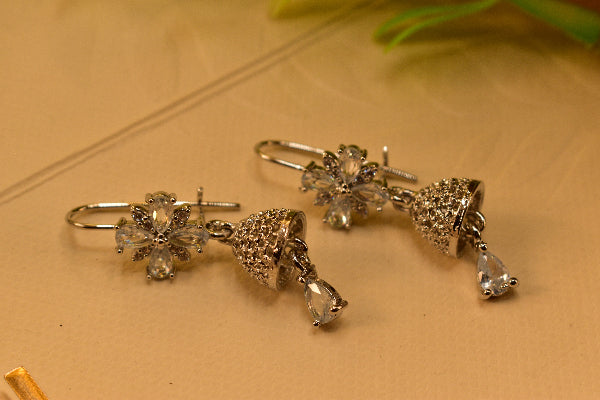 Fancy Unique Design Silver Plated Crystal Stones Earrings For Girls/women